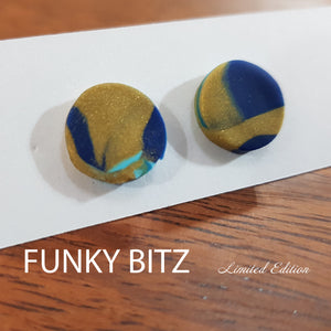 Blue and golden circle studs (with a hint of aqua!)