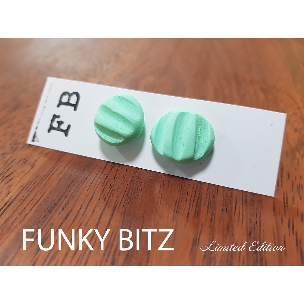 Funky Bitz | Polymer Clay Earrings | Mint Ridge-y Didge Earrings