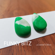 Load image into Gallery viewer, Funky Bitz | Polymer Clay Earrings | Minty Teardrop Stainless Steel Earrings Close Up
