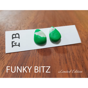 Funky Bitz | Polymer Clay Earrings | Minty Teardrop Stainless Steel Earrings Hero Image