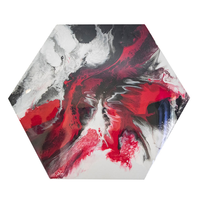 Funky Bitz | Resin Wall Art | Marbled Pink Hexagon Canvas