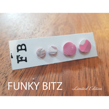 Load image into Gallery viewer, Funky Bitz | Polymer Clay Earrings | Pink and White Circle Stud Duo Pack