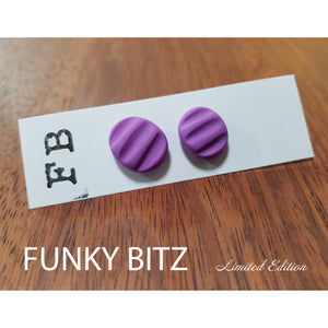 Funky Bitz | Polymer Clay Earrings | Pastel Purple Ridge-y Didge Stainless Steel Studs