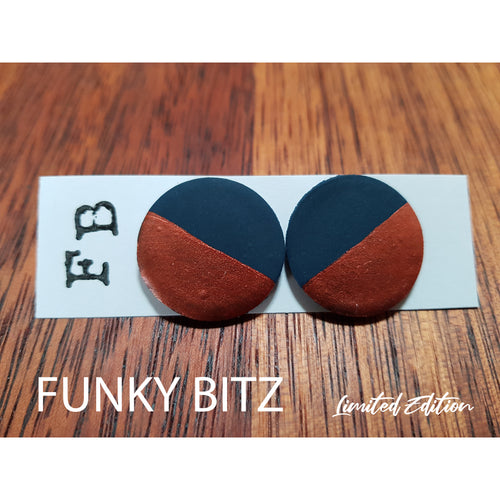 Round copper hand painted earrings