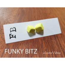 Load image into Gallery viewer, Funky Bitz | Polymer Clay Studs | Pastel Yellow Hexagon Earrings
