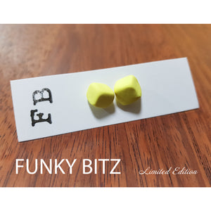 Funky Bitz | Polymer Clay Studs | Pastel Yellow Hexagon Earrings