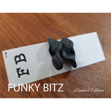 Load image into Gallery viewer, Funky Bitz | Polymer Clay Earrings | Black Glittery Twist Hero Image