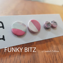 Load image into Gallery viewer, Funky Bitz | Polymer Clay Earrings | Glittery Pink Circle Duo Pack Close Up