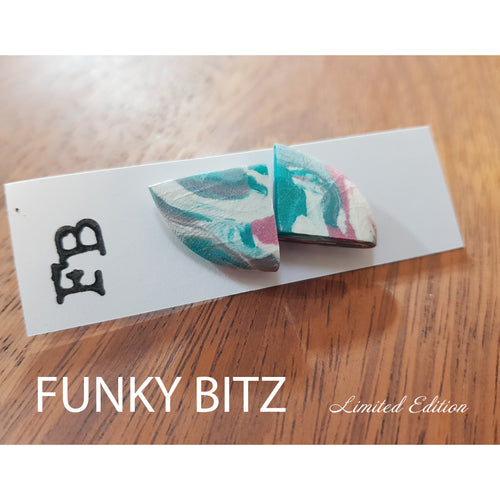 Funky Bitz | Polymer Clay Earrings | Marbled Chunky Triangle Stainless Steel Earrings