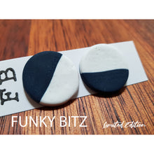 Load image into Gallery viewer, Yin yang white and navy large circle earrings